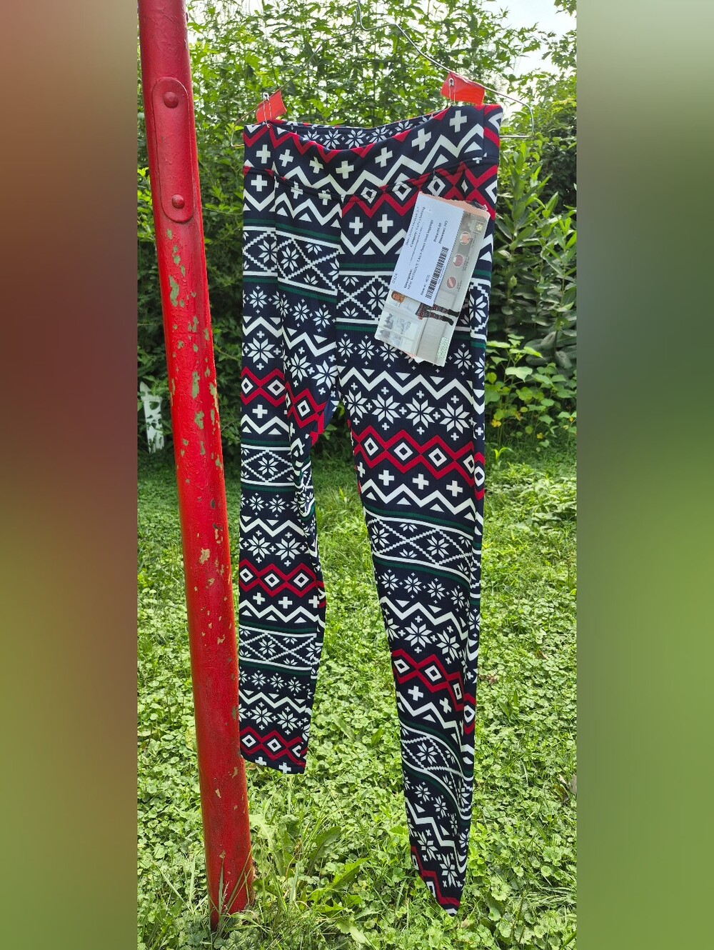 NWOT Serra Ladies Fleece Lined Leggings Medium M Fair Isle Nordic Christmas Cozy